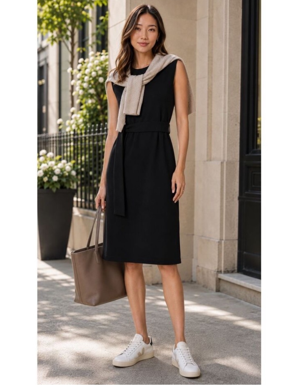 SPANX || AirEssentials Tie Waist Tank Dress Belted Black Small